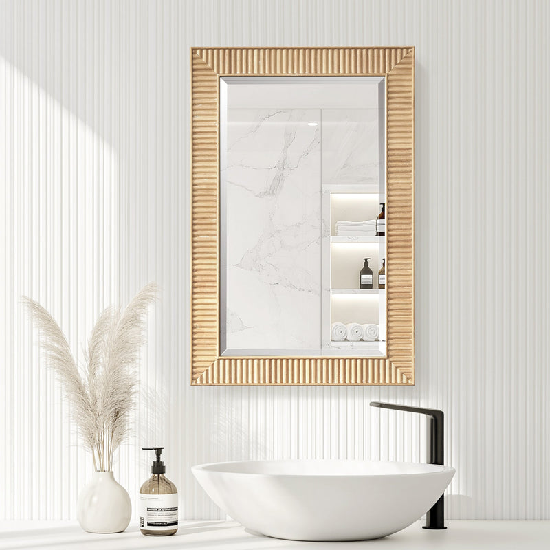 Vinnova 804818-MCB-WA Bangalore 18.5" W x 28" H Rectangular Wood Framed Medicine Cabinet in Washed Ash Grey