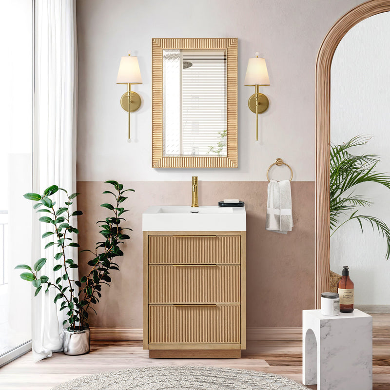 Vinnova 804818-MCB-WA Bangalore 18.5" W x 28" H Rectangular Wood Framed Medicine Cabinet in Washed Ash Grey