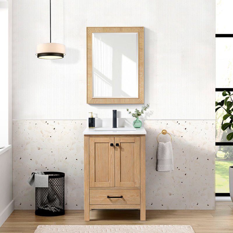Vinnova 804824-MCB-WA Bangalore 24" W x 31.9" H Rectangular Wood Framed Medicine Cabinet in Washed Ash Grey