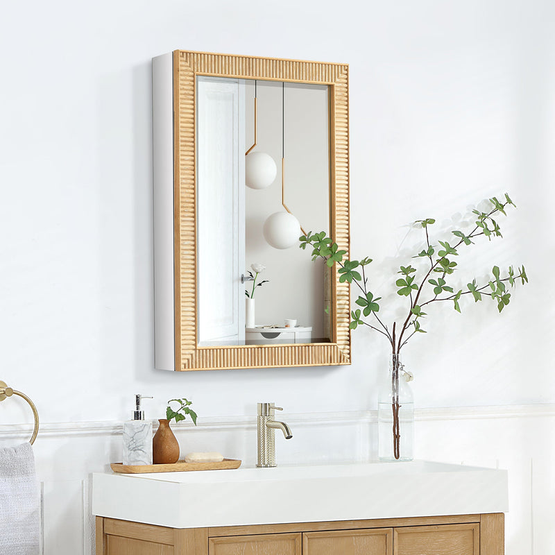 Vinnova 804824-MCB-WA Bangalore 24" W x 31.9" H Rectangular Wood Framed Medicine Cabinet in Washed Ash Grey