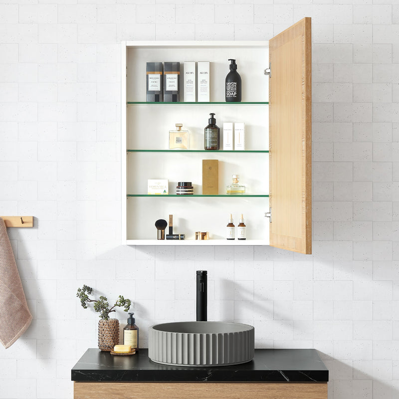 Vinnova 804824-MCB-WA Bangalore 24" W x 31.9" H Rectangular Wood Framed Medicine Cabinet in Washed Ash Grey