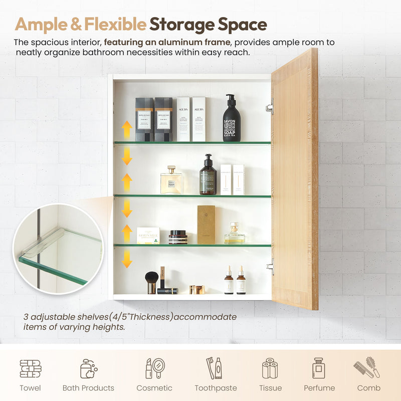 Vinnova 804824-MCB-WA Bangalore 24" W x 31.9" H Rectangular Wood Framed Medicine Cabinet in Washed Ash Grey