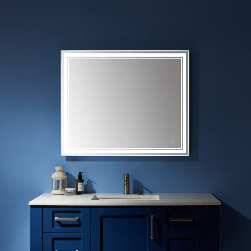 Vinnova 811036R-LED-NF Varese Rectangle LED Lighted Accent Bathroom/Vanity Wall Mirror