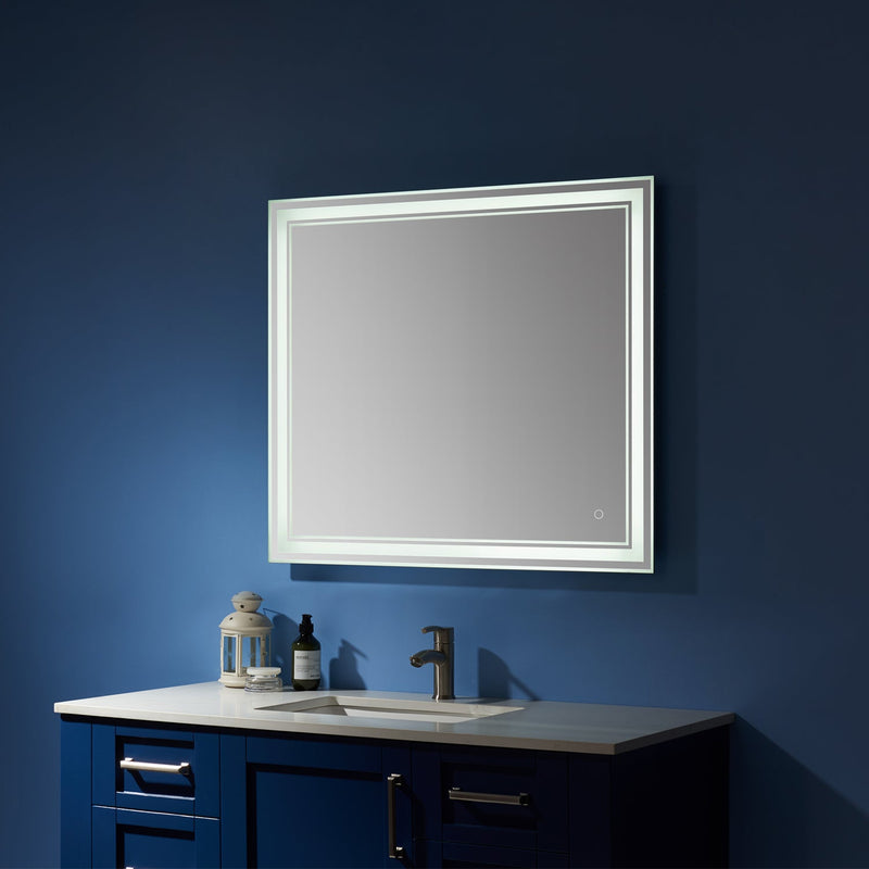 Vinnova 811036R-LED-NF Varese Rectangle LED Lighted Accent Bathroom/Vanity Wall Mirror