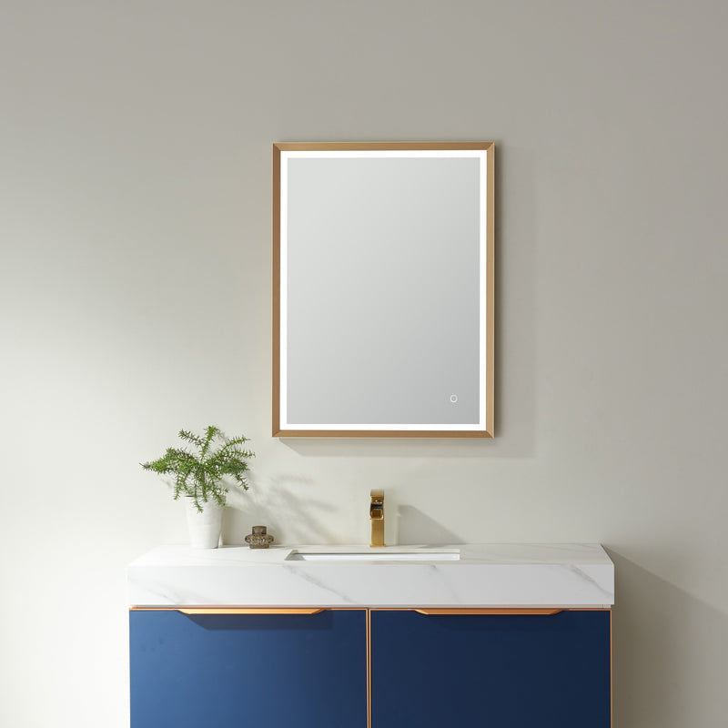 Vinnova 812024R-LED-GF Como Rectangle LED Lighted Accent Bathroom/Vanity Wall Mirror