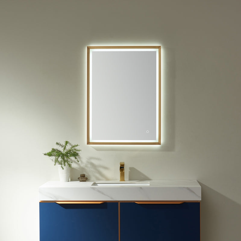 Vinnova 812024R-LED-GF Como Rectangle LED Lighted Accent Bathroom/Vanity Wall Mirror