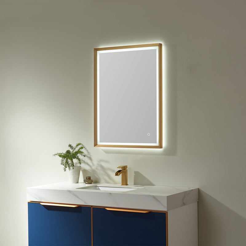Vinnova 812024R-LED-GF Como Rectangle LED Lighted Accent Bathroom/Vanity Wall Mirror