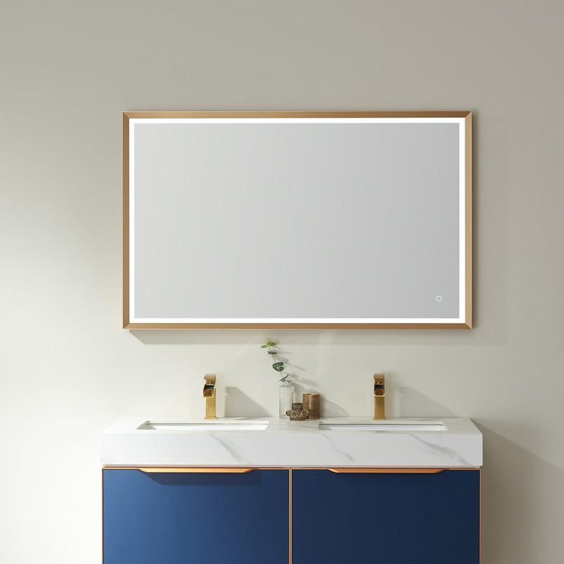Vinnova 812024R-LED-GF Como Rectangle LED Lighted Accent Bathroom/Vanity Wall Mirror