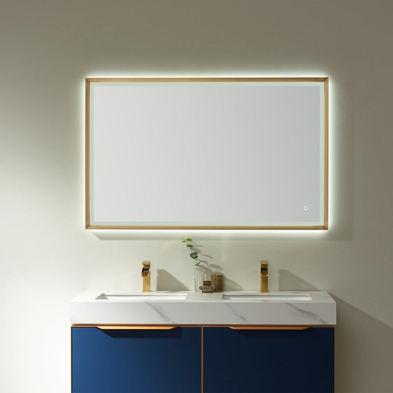Vinnova 812024R-LED-GF Como Rectangle LED Lighted Accent Bathroom/Vanity Wall Mirror