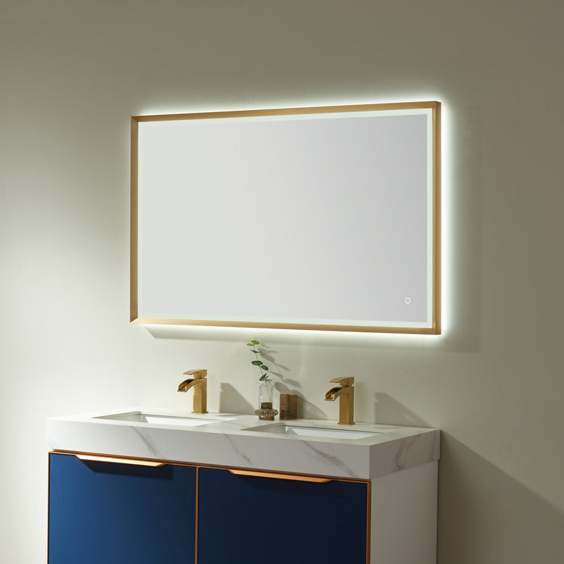 Vinnova 812024R-LED-GF Como Rectangle LED Lighted Accent Bathroom/Vanity Wall Mirror
