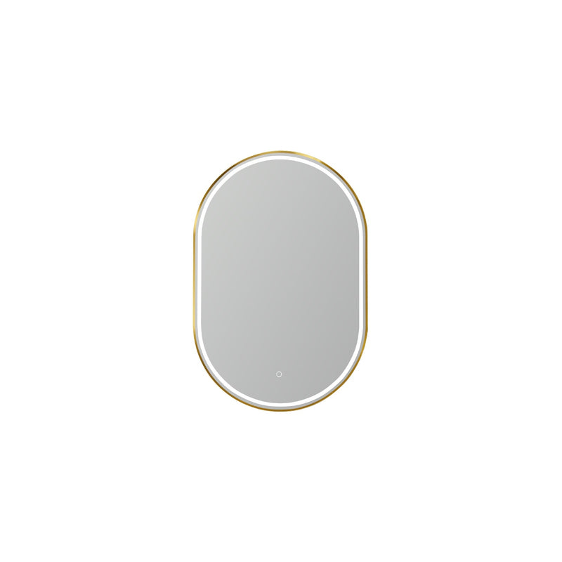 Vinnova 813024O-LED-GF Grande Oval LED Lighted Accent Bathroom/Vanity Wall Mirror in Brushed Gold