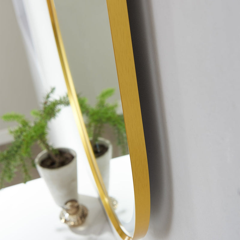 Vinnova 813024O-LED-GF Grande Oval LED Lighted Accent Bathroom/Vanity Wall Mirror in Brushed Gold