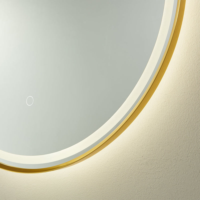 Vinnova 813024O-LED-GF Grande Oval LED Lighted Accent Bathroom/Vanity Wall Mirror in Brushed Gold
