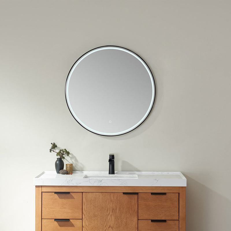 Vinnova 815032C-LED-BF Campobasso 32" Round LED Lighted Accent Bathroom/Vanity Wall Mirror