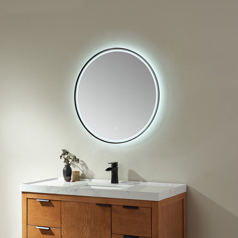 Vinnova 815032C-LED-BF Campobasso 32" Round LED Lighted Accent Bathroom/Vanity Wall Mirror