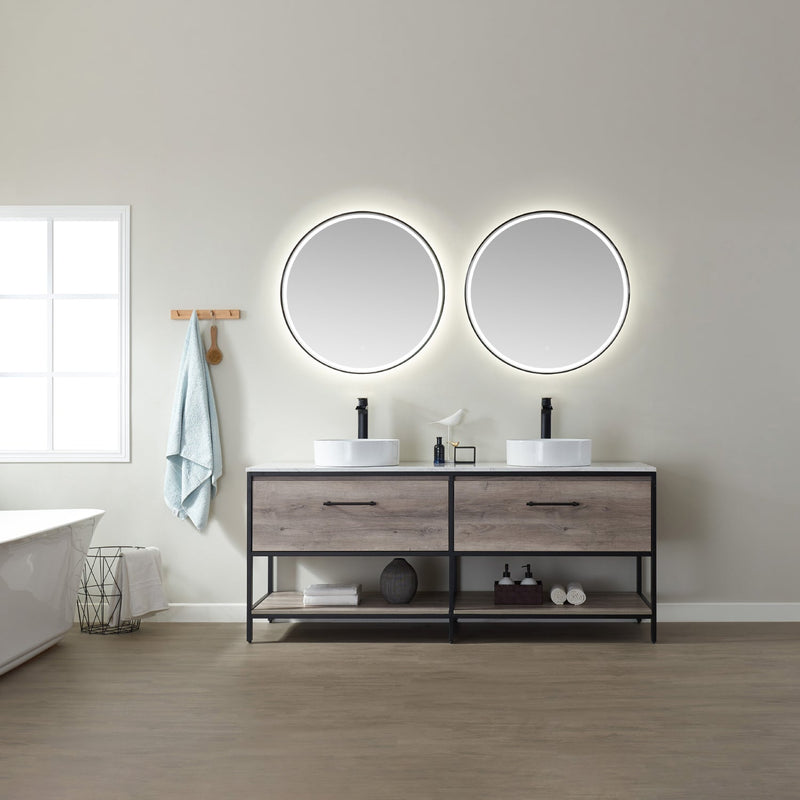 Vinnova 815032C-LED-BF Campobasso 32" Round LED Lighted Accent Bathroom/Vanity Wall Mirror
