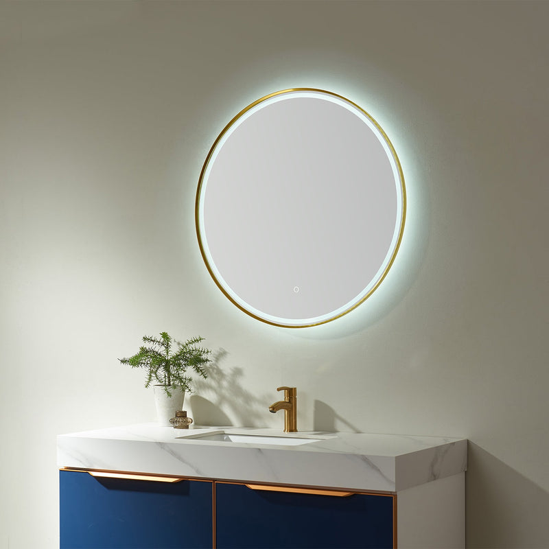 Vinnova 815032C-LED-BF Campobasso 32" Round LED Lighted Accent Bathroom/Vanity Wall Mirror