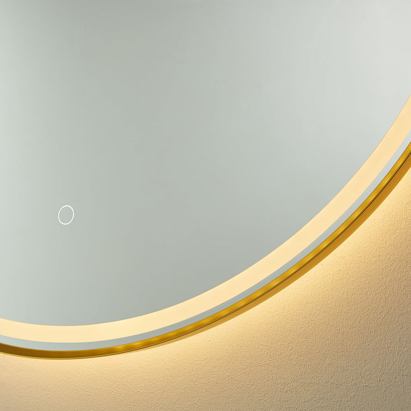 Vinnova 815032C-LED-GF Campobasso 32" Round LED Lighted Accent Bathroom/Vanity Wall Mirror
