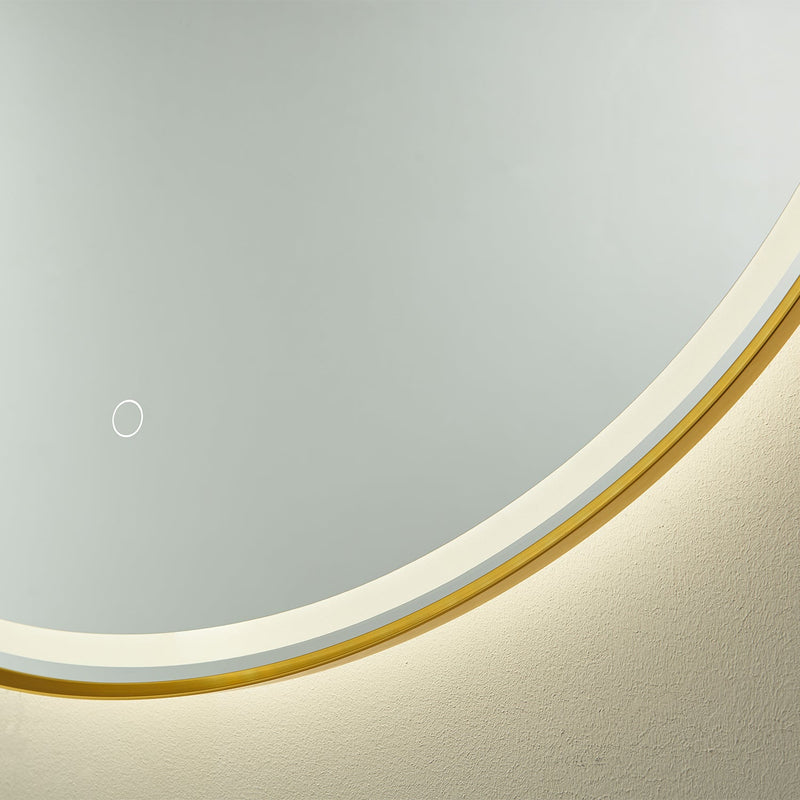 Vinnova 815032C-LED-GF Campobasso 32" Round LED Lighted Accent Bathroom/Vanity Wall Mirror