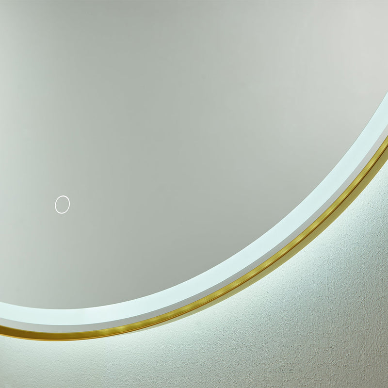 Vinnova 815032C-LED-GF Campobasso 32" Round LED Lighted Accent Bathroom/Vanity Wall Mirror