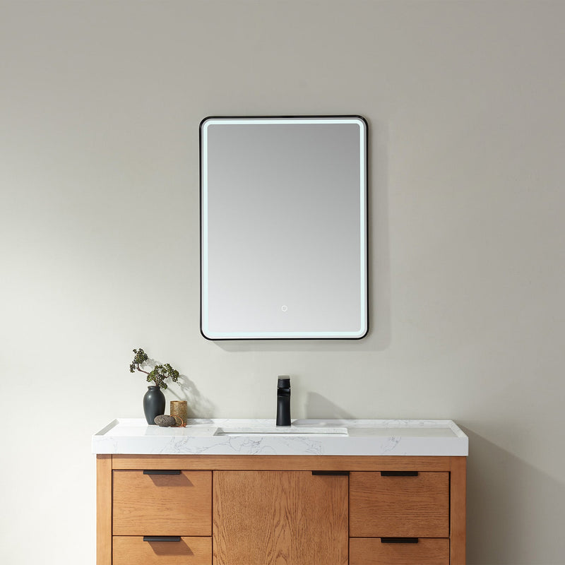 Vinnova 816024R-LED-BF Piceno 24" Rectangle LED Lighted Accent Bathroom/Vanity Wall Mirror
