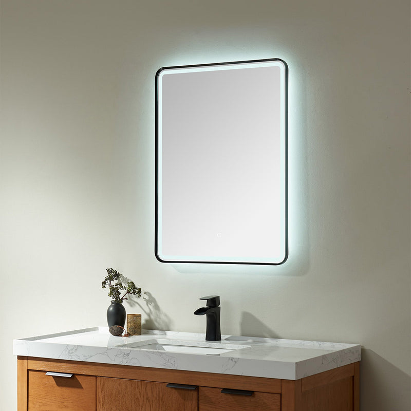 Vinnova 816024R-LED-BF Piceno 24" Rectangle LED Lighted Accent Bathroom/Vanity Wall Mirror