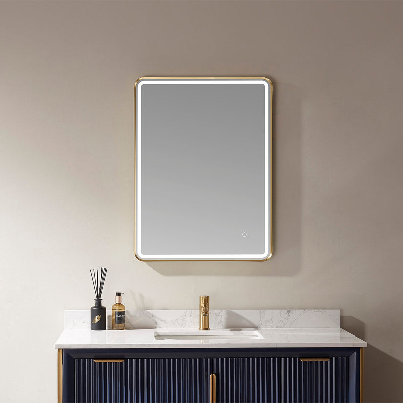 Vinnova 816024R-LED-BF Piceno 24" Rectangle LED Lighted Accent Bathroom/Vanity Wall Mirror