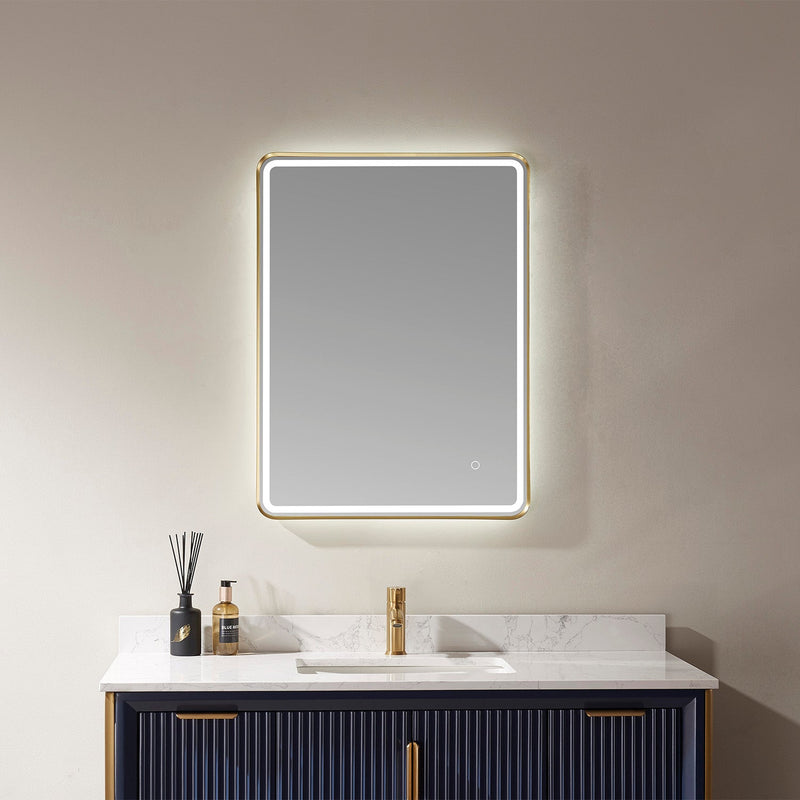 Vinnova 816024R-LED-BF Piceno 24" Rectangle LED Lighted Accent Bathroom/Vanity Wall Mirror