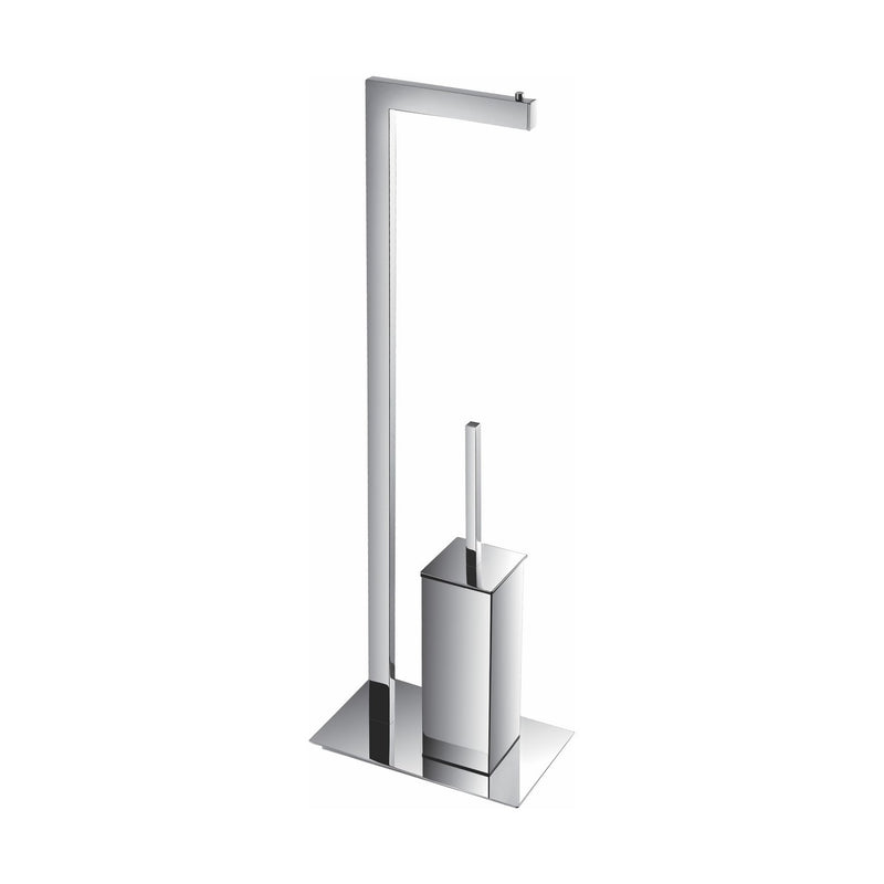 Kube Bath 8217 Aqua Piazza Free Standing Toilet Paper Holder with Toilet Brush, Chrome