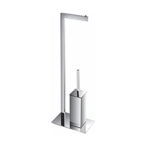 Kube Bath 8217 Aqua Piazza Free Standing Toilet Paper Holder with Toilet Brush, Chrome