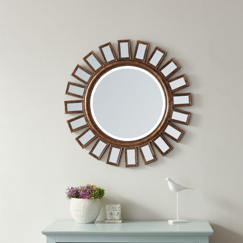 Vinnova 826030-CMIR-AB Vinnova Avellino 30" Circle Bathroom/Vanity Antique Brass framed Wall Mirror