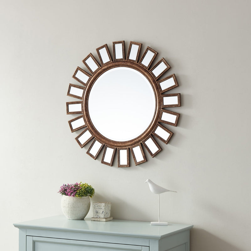 Vinnova 826030-CMIR-AB Vinnova Avellino 30" Circle Bathroom/Vanity Antique Brass framed Wall Mirror