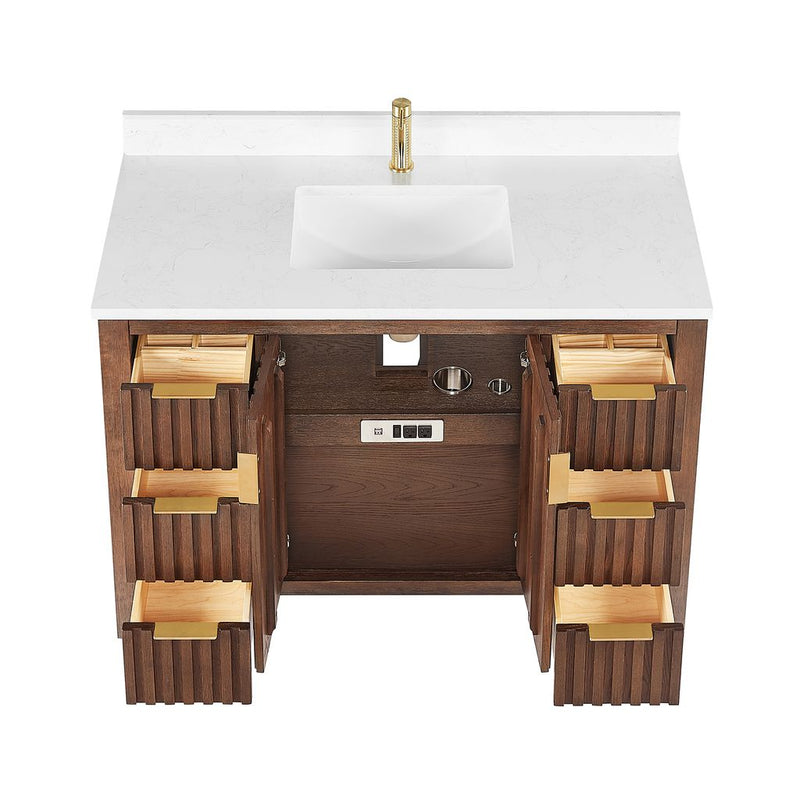 Vinnova 704248-AD-GW Shenzhen 48" Single Sink Bath Vanity in Aged Dark Brown Oak