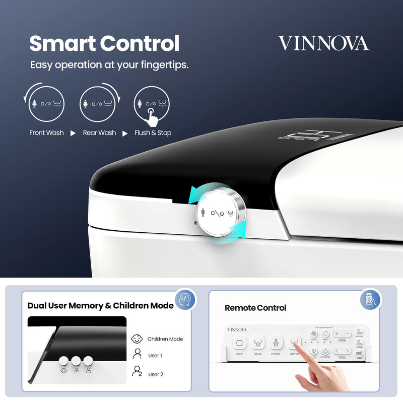 Vinnova 901026-UT-WB Madrid Smart Bidet Toilet ULTRA Version with White/Black Lid - view 13