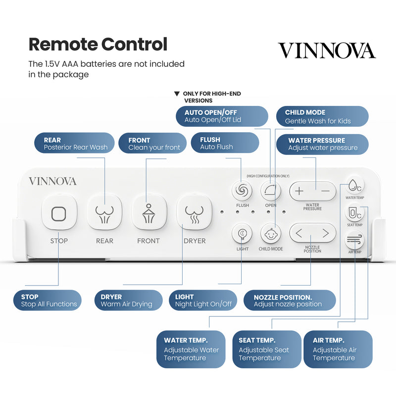 Vinnova 901026-UT-WB Madrid Smart Bidet Toilet ULTRA Version with White/Black Lid - view 20