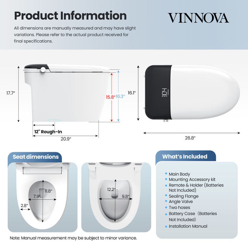 Vinnova 901026-UT-WB Madrid Smart Bidet Toilet ULTRA Version with White/Black Lid - view 21
