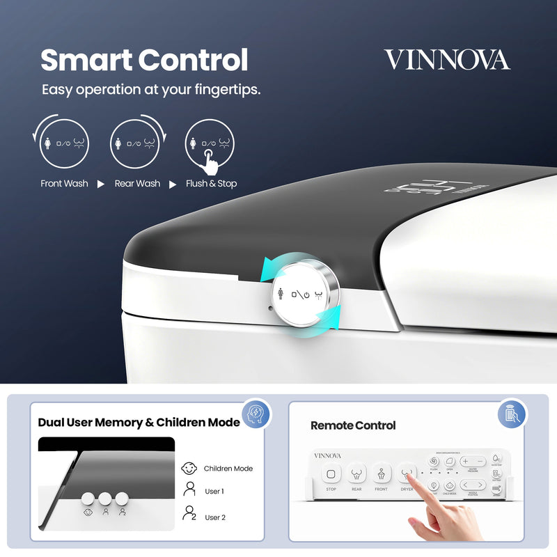 Vinnova 901026-UT-WG Madrid Smart Bidet Toilet ULTRA Version with White/Gray Lid - view 13