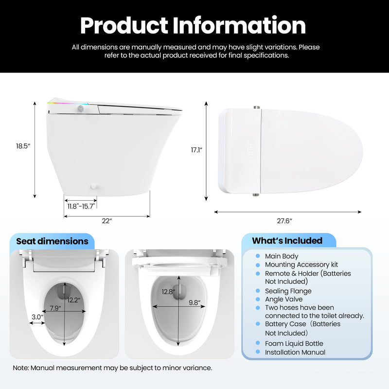 Vinnova 902027-MT-WH Zarautz Elongated  Smart Bidet Toilet MAX Version