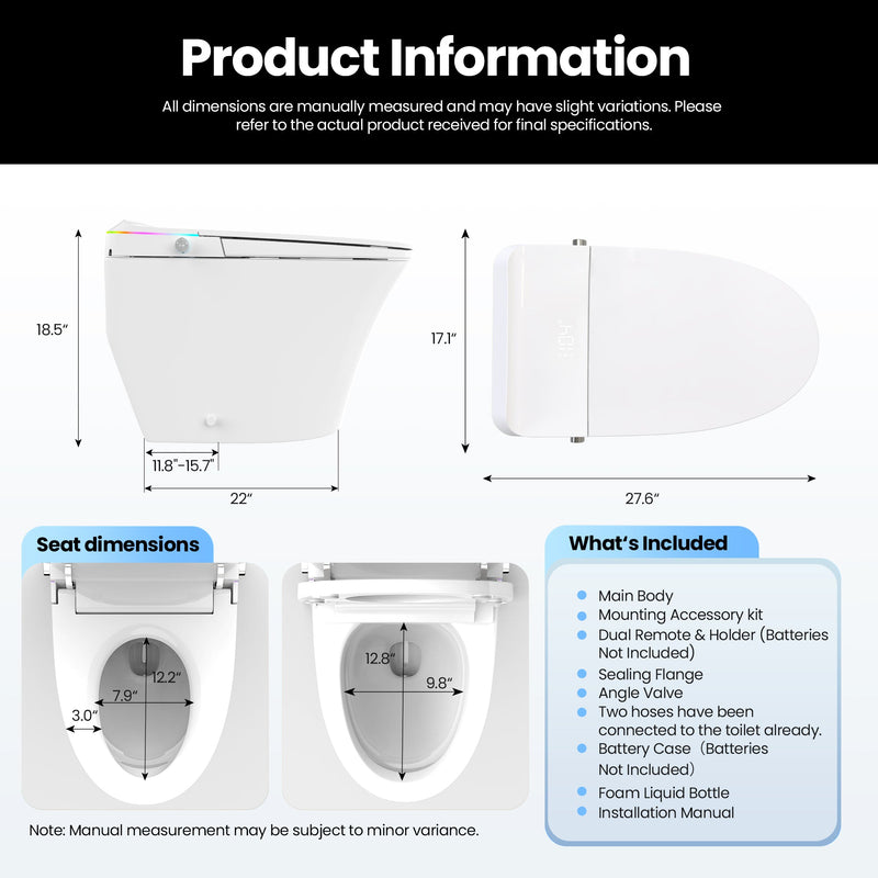 Vinnova 902027-UT-WH Zarautz Elongated  Smart Bidet Toilet ULTRA Version
