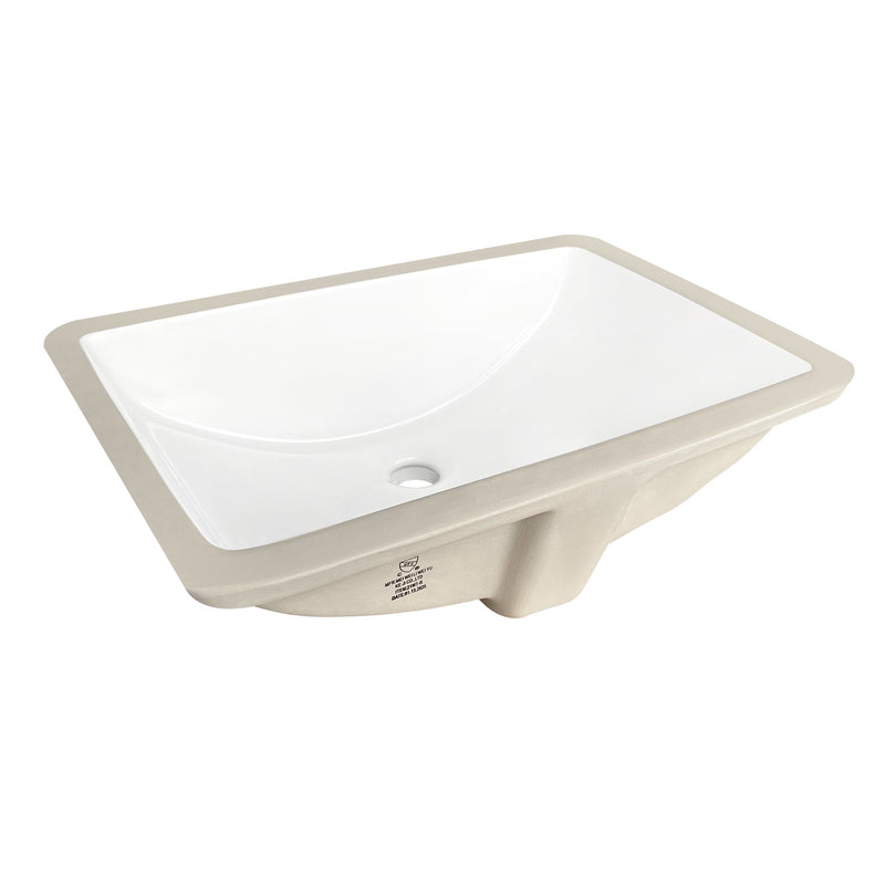 Vinnova 9121-BAS-WH Vinnova Lyon Ceramic Rectangular Undermount Bathroom Sink with Overflow in White