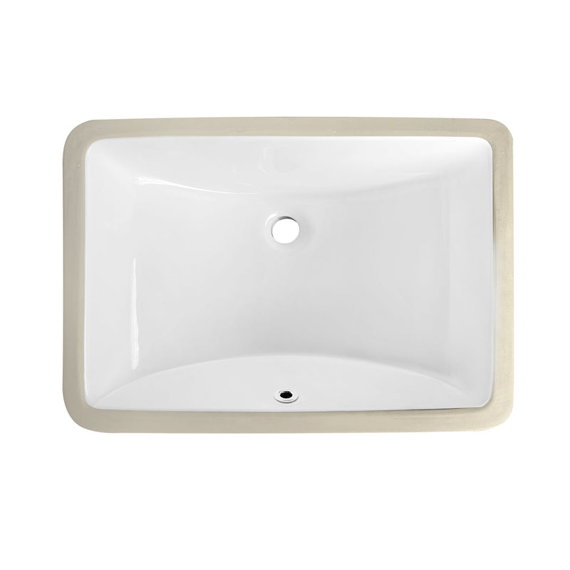 Vinnova 9121-BAS-WH Vinnova Lyon Ceramic Rectangular Undermount Bathroom Sink with Overflow in White