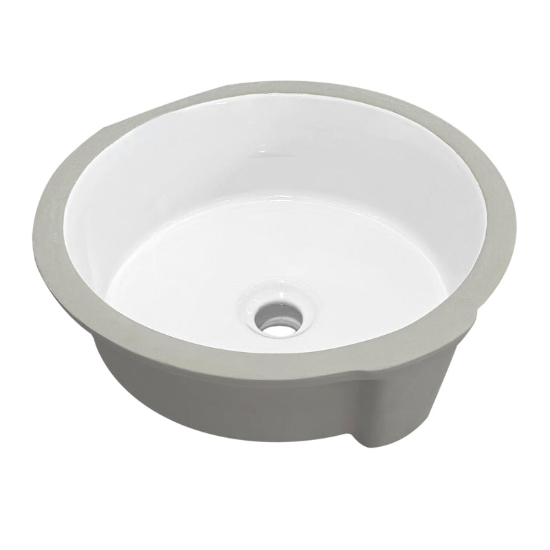 Vinnova 9122-BAS-WH Vinnova Marseille Ceramic Circular Undermount Bathroom Sink with Overflow in White