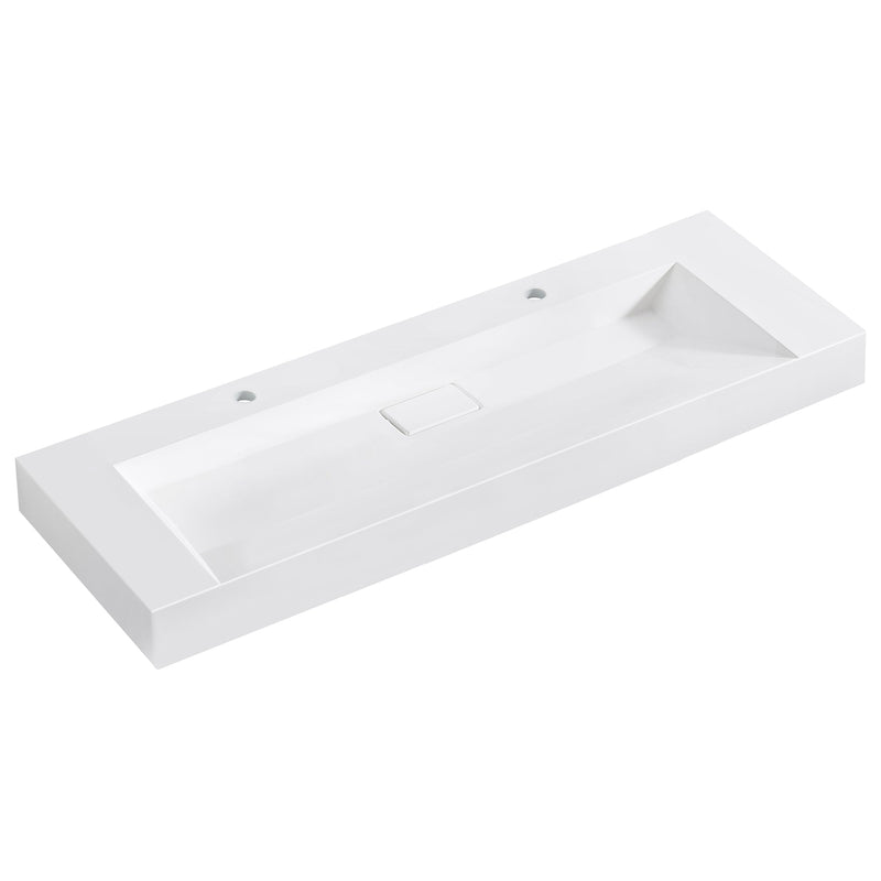 Vinnova 9246-BAS-WH Vinnova Vera 60" Rectangular White Composite Granite Stone Console Bathroom Vanity Sink