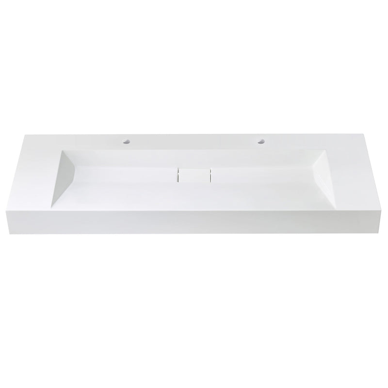 Vinnova 9246-BAS-WH Vinnova Vera 60" Rectangular White Composite Granite Stone Console Bathroom Vanity Sink