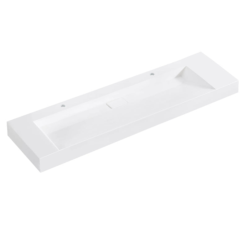 Vinnova 9247-BAS-WH Vinnova Vera 72" Rectangular White Composite Granite Stone Console Bathroom Vanity Sink