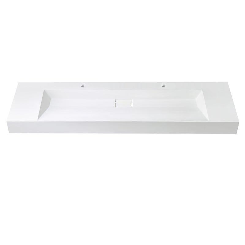Vinnova 9247-BAS-WH Vinnova Vera 72" Rectangular White Composite Granite Stone Console Bathroom Vanity Sink