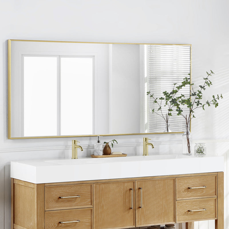 Vinnova 9247-BAS-WH Vinnova Vera 72" Rectangular White Composite Granite Stone Console Bathroom Vanity Sink