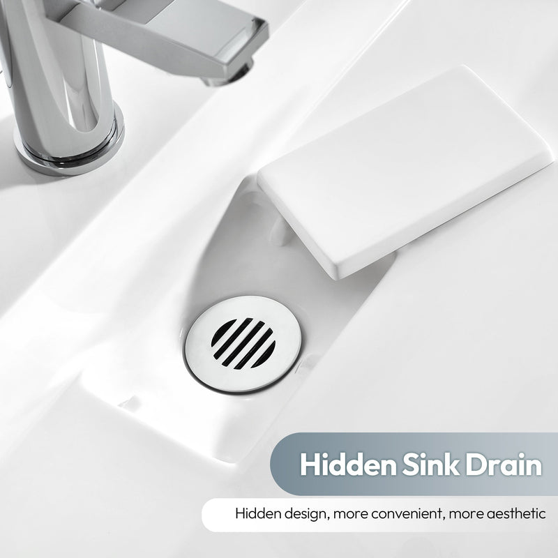Vinnova 9247-BAS-WH Vinnova Vera 72" Rectangular White Composite Granite Stone Console Bathroom Vanity Sink