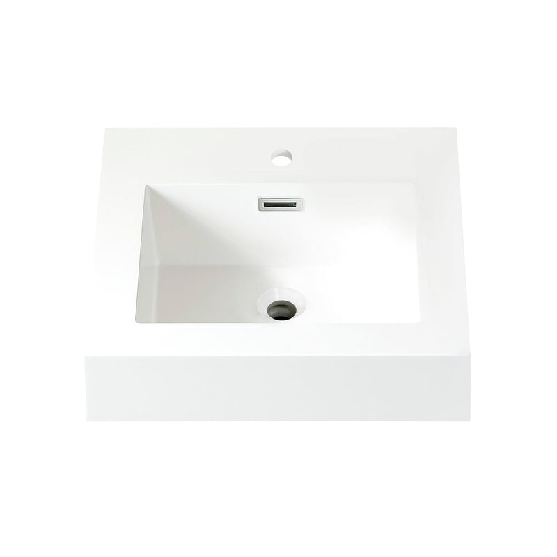 Vinnova 9248-BAS-WH Ablitas Square White Finish Composite Granite Stone Vessel Bathroom Vanity Sink
