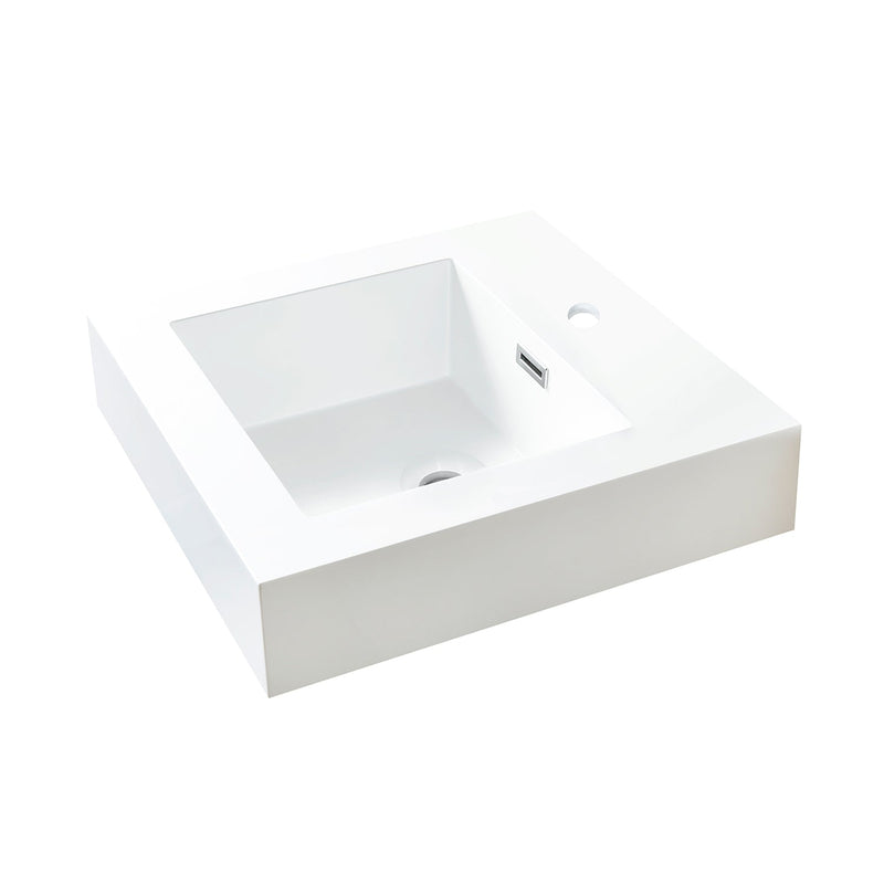 Vinnova 9248-BAS-WH Ablitas Square White Finish Composite Granite Stone Vessel Bathroom Vanity Sink